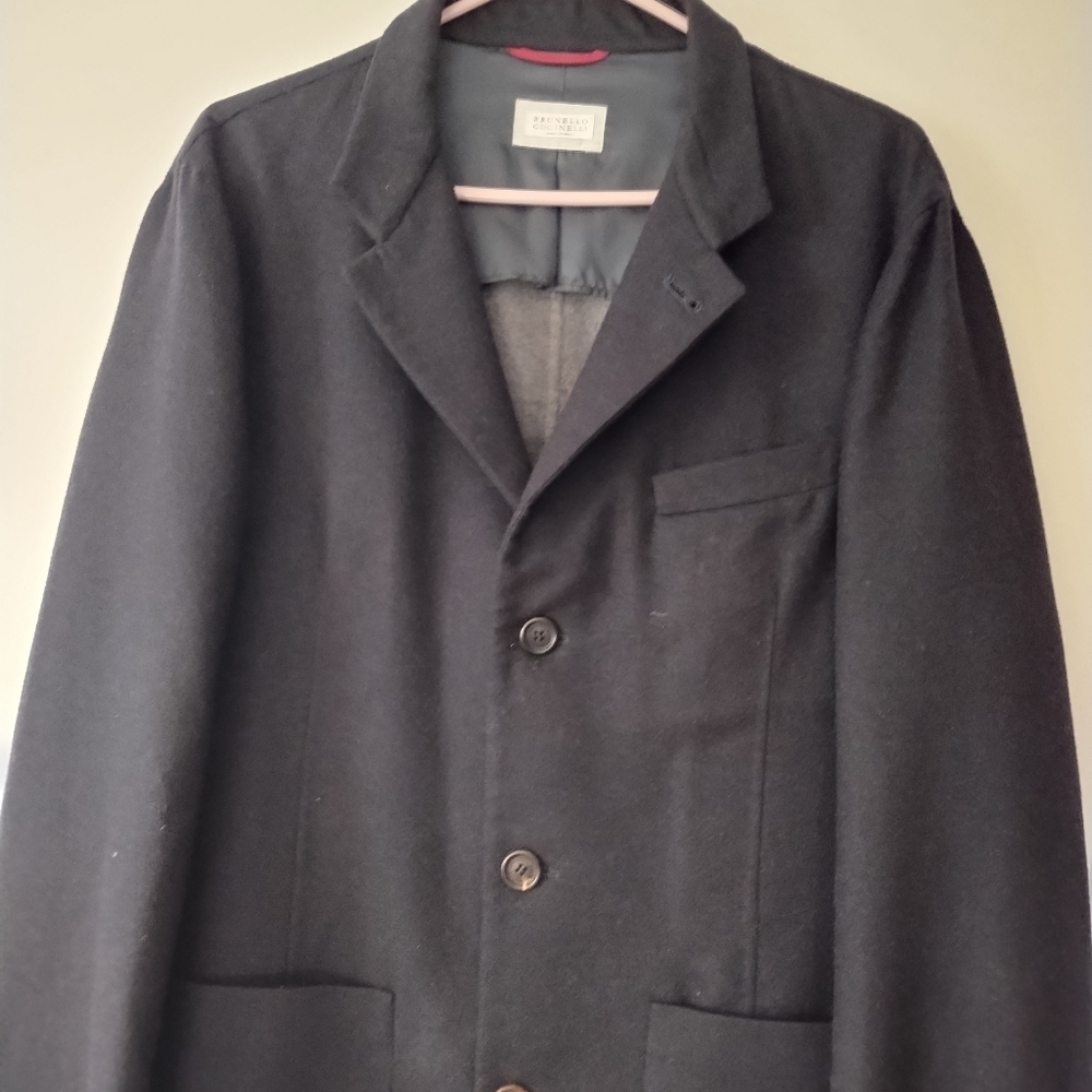 BRUNELLO CUCINELLI Navy Blue Cashmere+   Silk Sports Jacket 52 - Picture 3 of 9